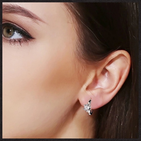 925 Sterling Silver Dazzling CZ Cuff Earrings - Picture 6 of 9